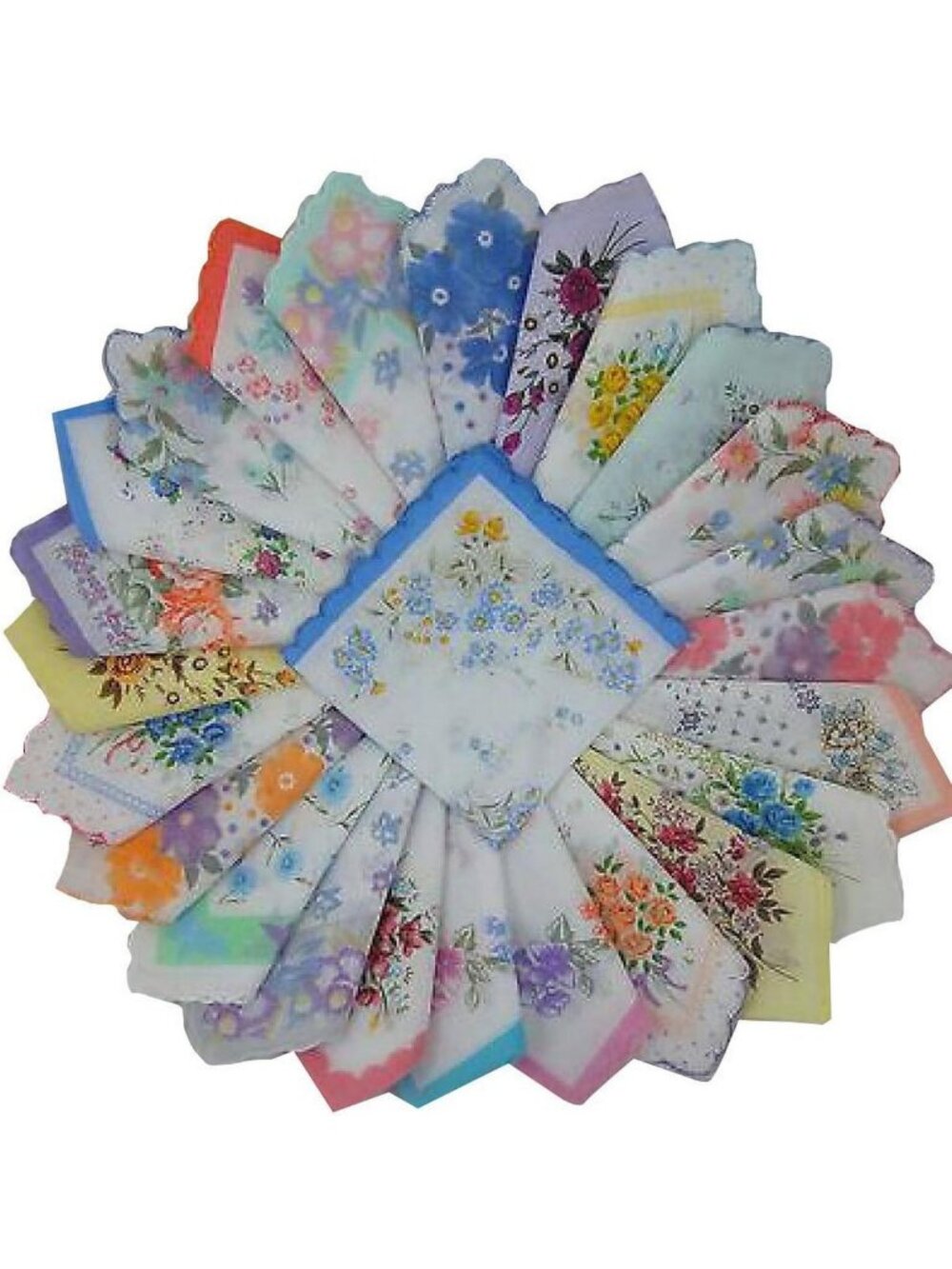 Colorful 100% Cotton Women's Handkerchiefs - Stylish Wedding Hankies, Gift-Ready